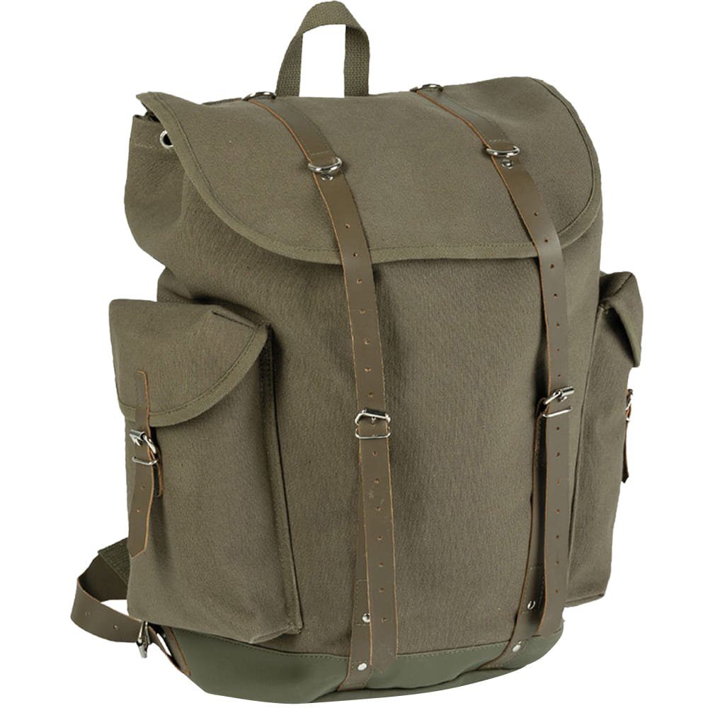 Mil-Tec Wanderrucksack Bundeswehr Gebirgsrucksack 35L oliv mit Lederriemen alte Art