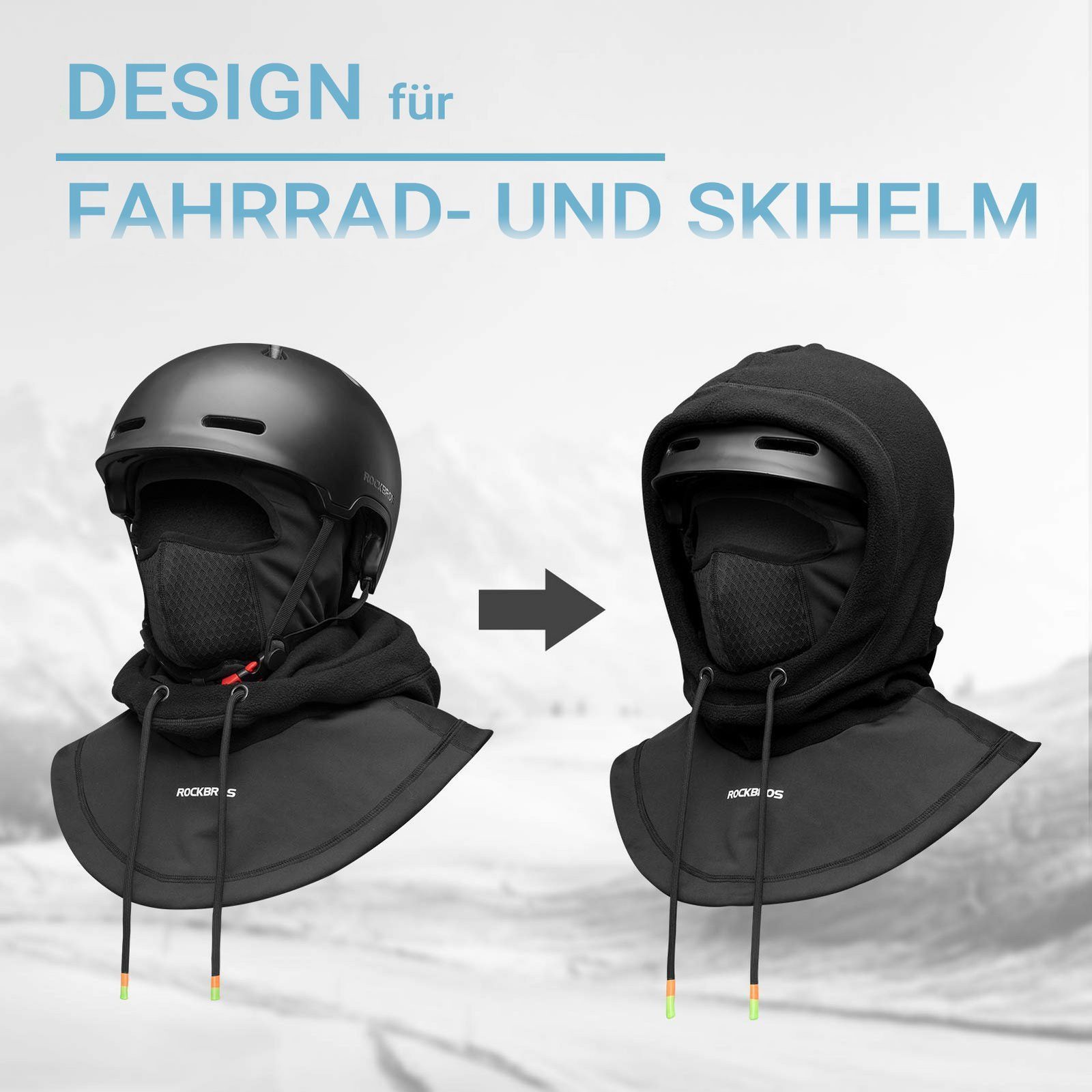 ROCKBROS Sturmhaube Gesichtshaube Sport Wintermütze Warm Winddicht (Balacla günstig online kaufen