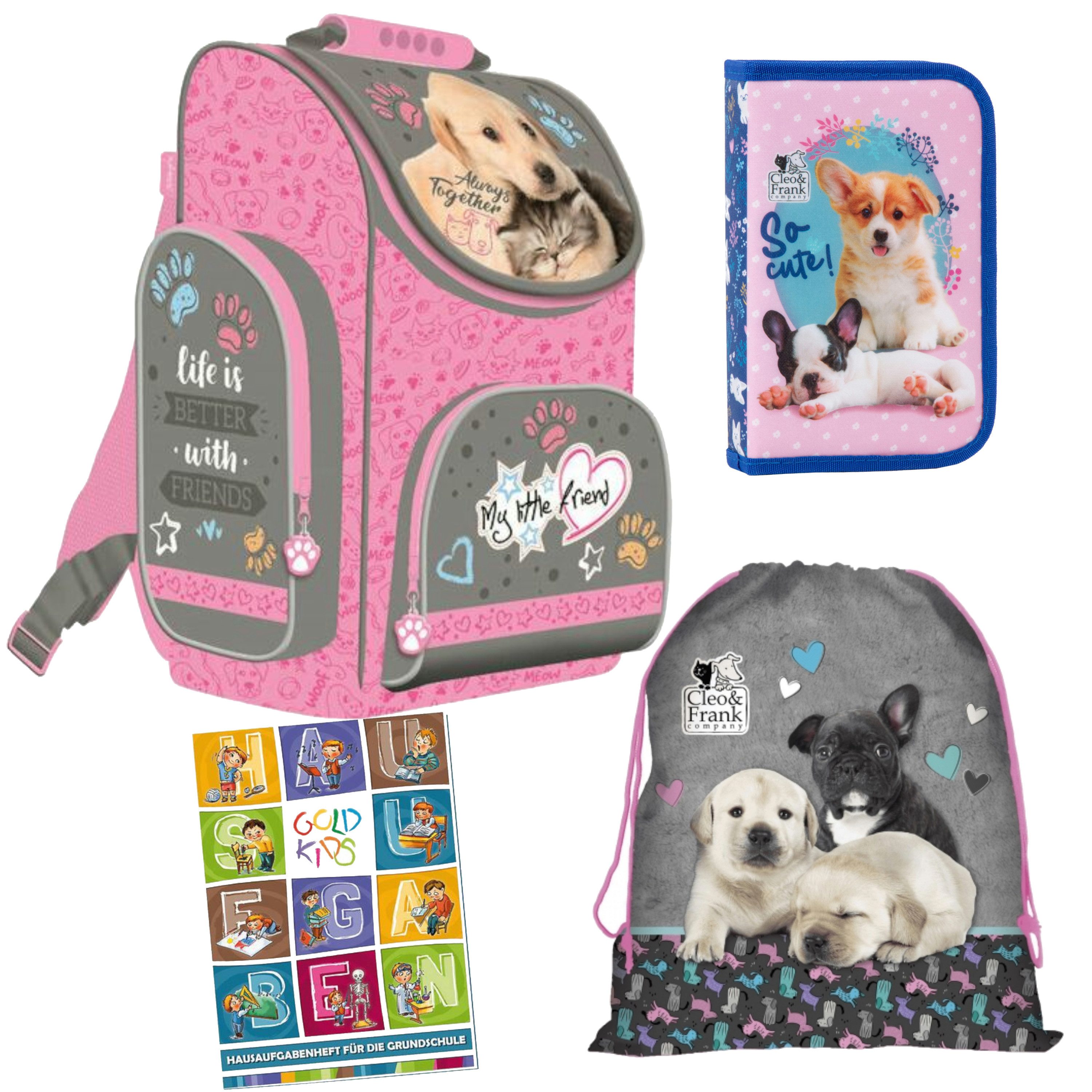 Schulranzen für Jungen und Mädchen, 4er-Set - Schul-Rucksack für
