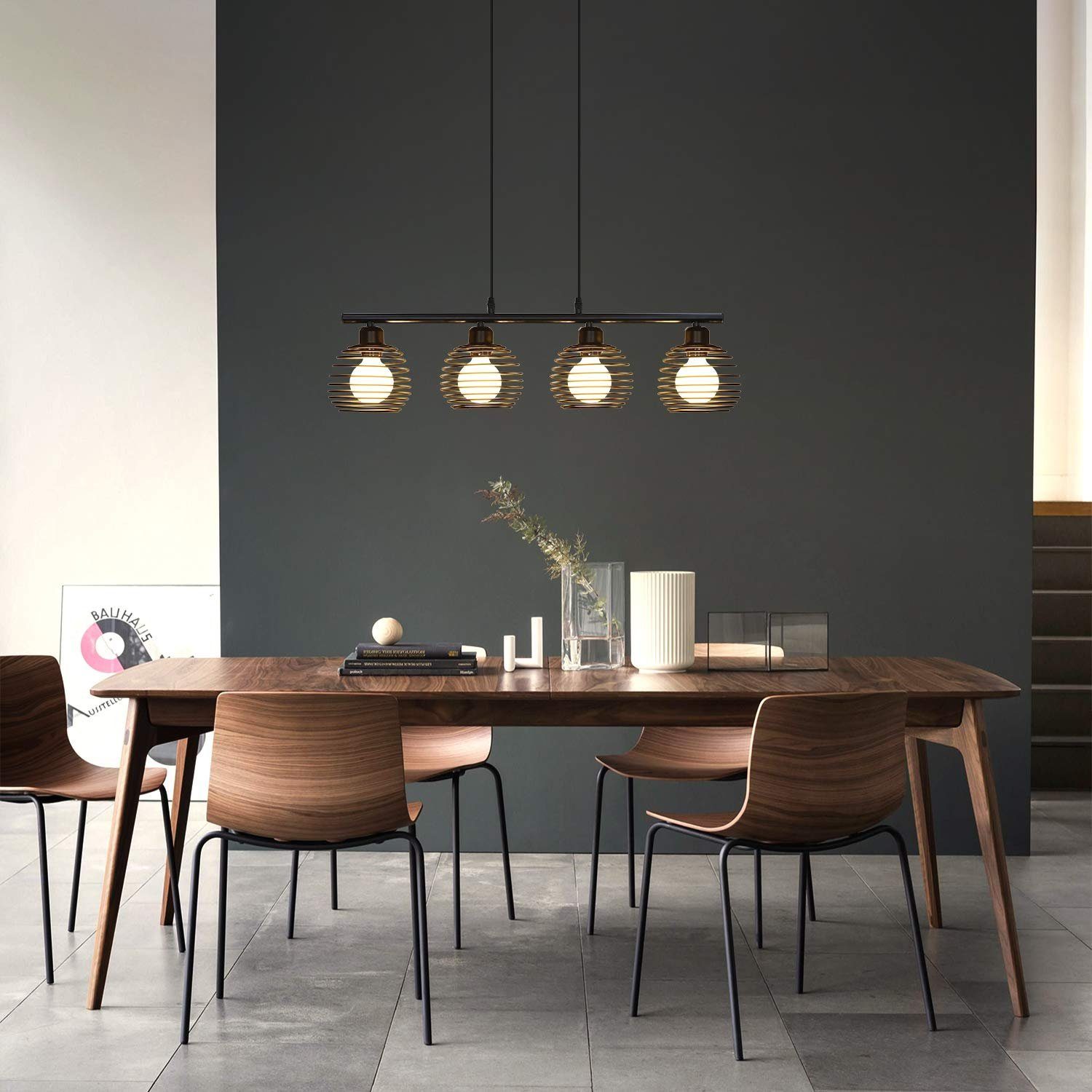 ZMH Pendelleuchte Esstisch 3/4-flammig, E27 Vintage Hängeleuchte mit Käfigschirm, höhenverstellbar, für Esszimmer, Küche, Wohnzimmer, Café und Bar – Bild 2 von 5