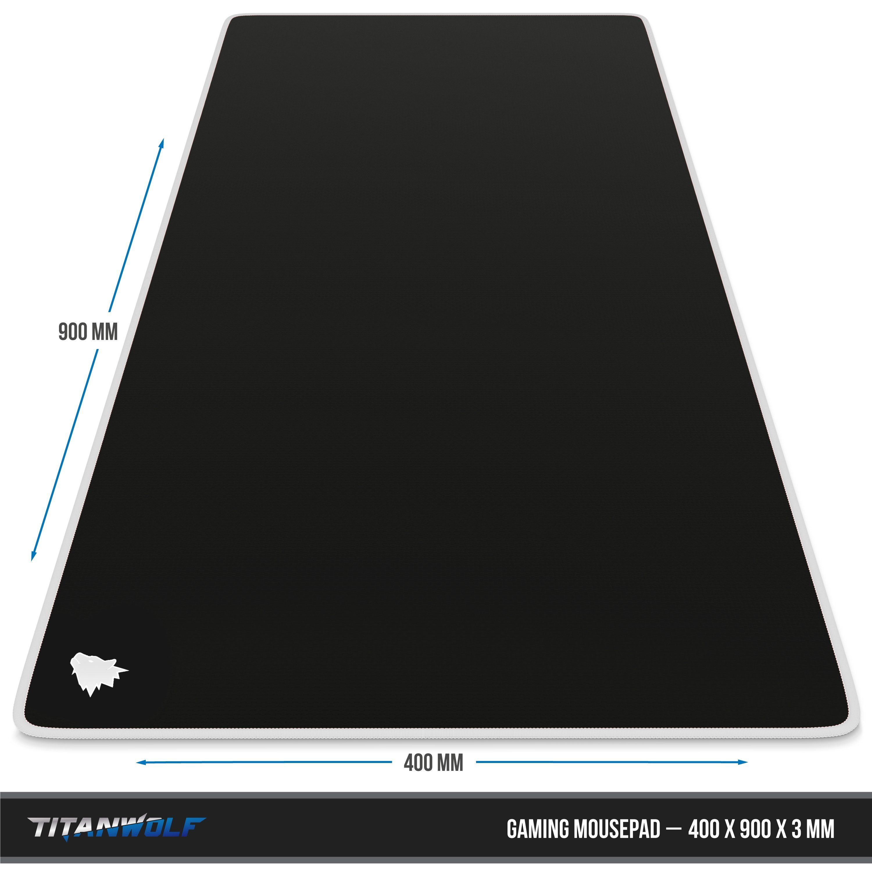 Titanwolf Gaming Mauspad XXL Speed Mousepad 900 x 400 x 3 mm, große Tischunterlage (1-St), rutschfest, abwaschbar, Geschwindigkeit & Präzision, Symbol weiß – Bild 5 von 5