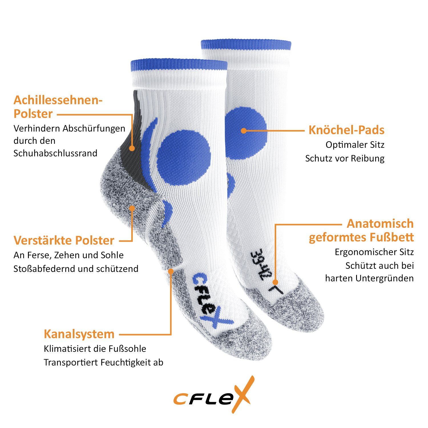 CFLEX Sportsocken Damen und Herren Running Funktionssocken (4 Paar) Laufsocken