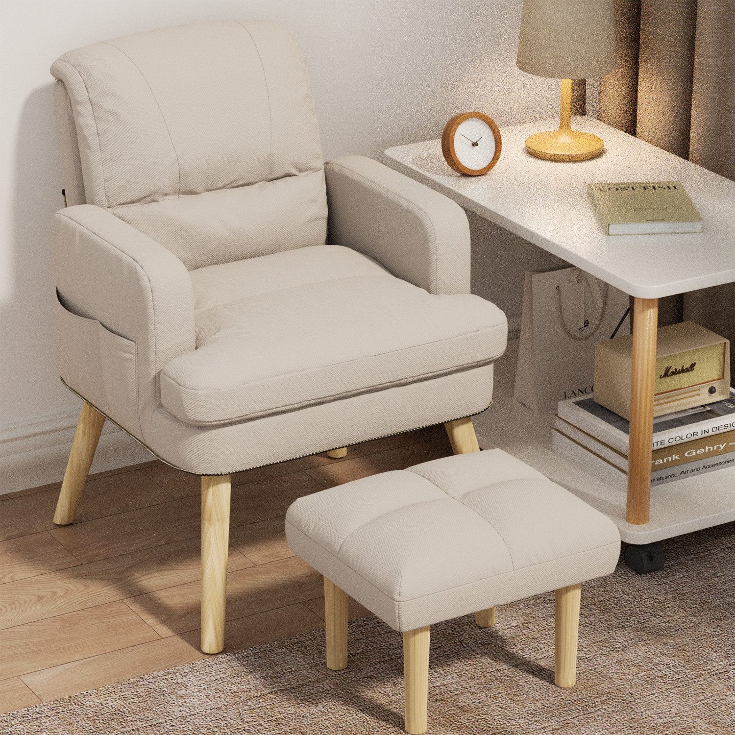GLIESE Relaxsessel Einzelsessel mit Fußhocker Funktionssessel (Relaxsessel mit Hocker), Verstellbar