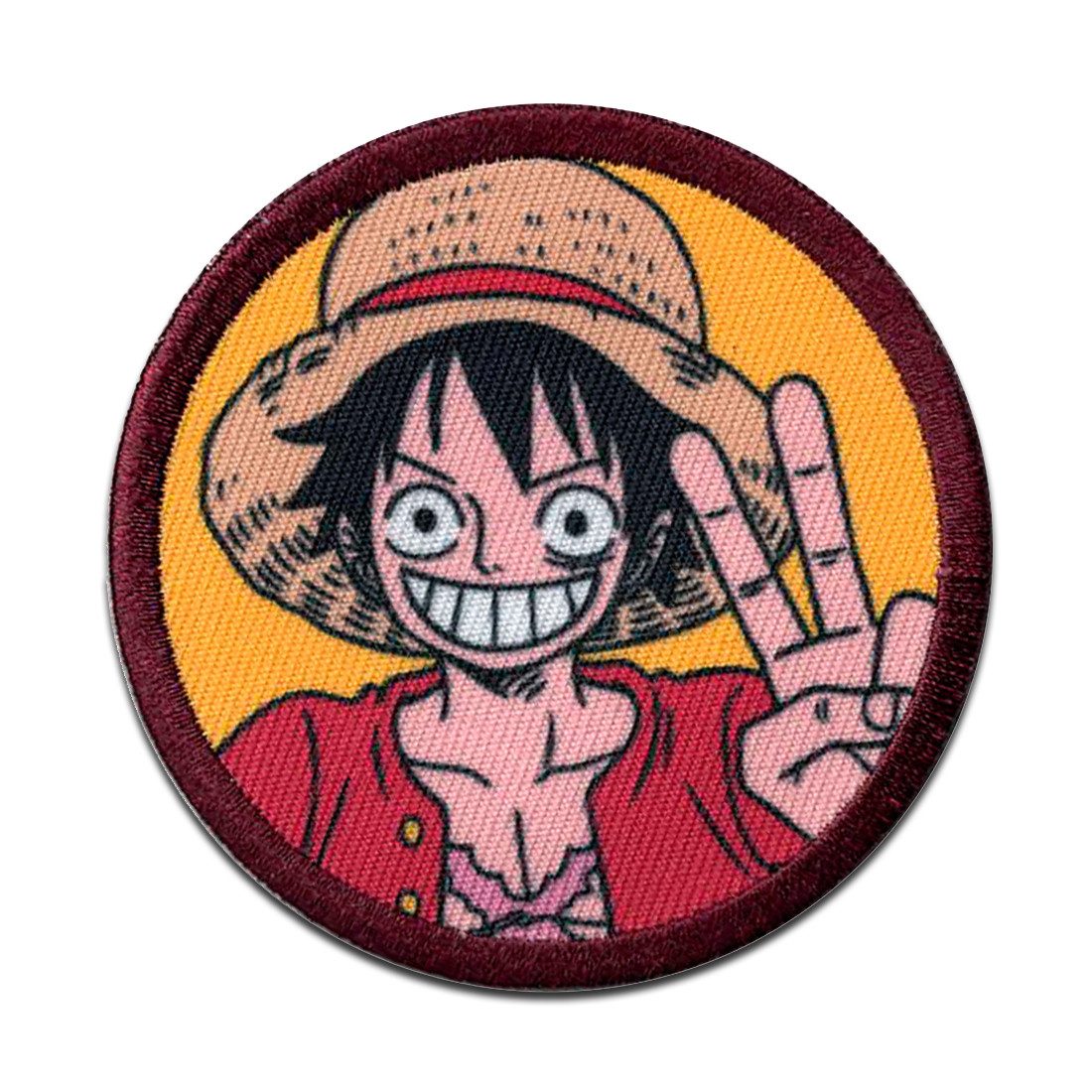 One Piece Aufnäher Bügelbild, Aufbügler, Applikationen, Patches, Flicken, zum aufbügeln, Polyester, Comercial Mercera One Piece Monkey D. Luffy - Größe: 6,5 x 6,5 cm