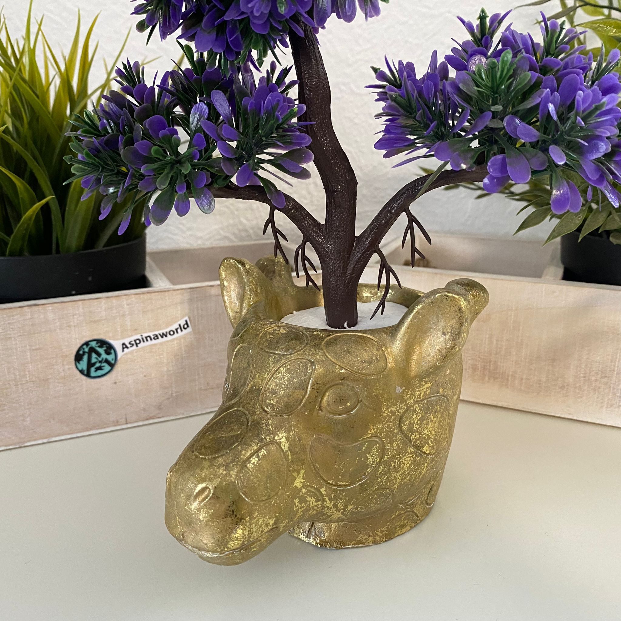 Aspinaworld Blumentopf Giraffen Figur Blumentopf Übertopf 10 cm, Deko Topf