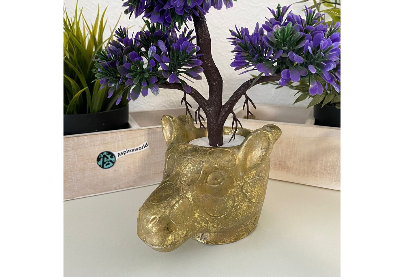 Thumbnail - Aspinaworld Blumentopf Giraffen Figur Blumentopf Übertopf 10 cm, Deko Topf