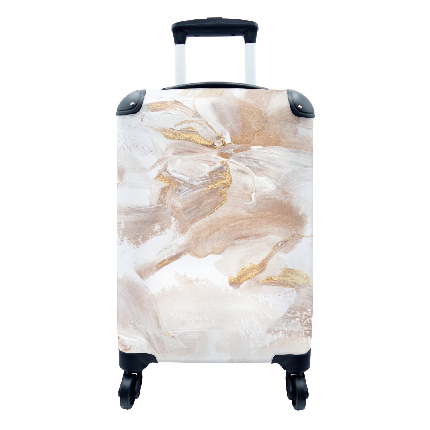 Reisekoffer Wasserfarbe Reisetasche Trolley, 4 MuchoWow mit Rollen, Handgepäck - Braun, Gold rollen, für Handgepäckkoffer - Ferien,