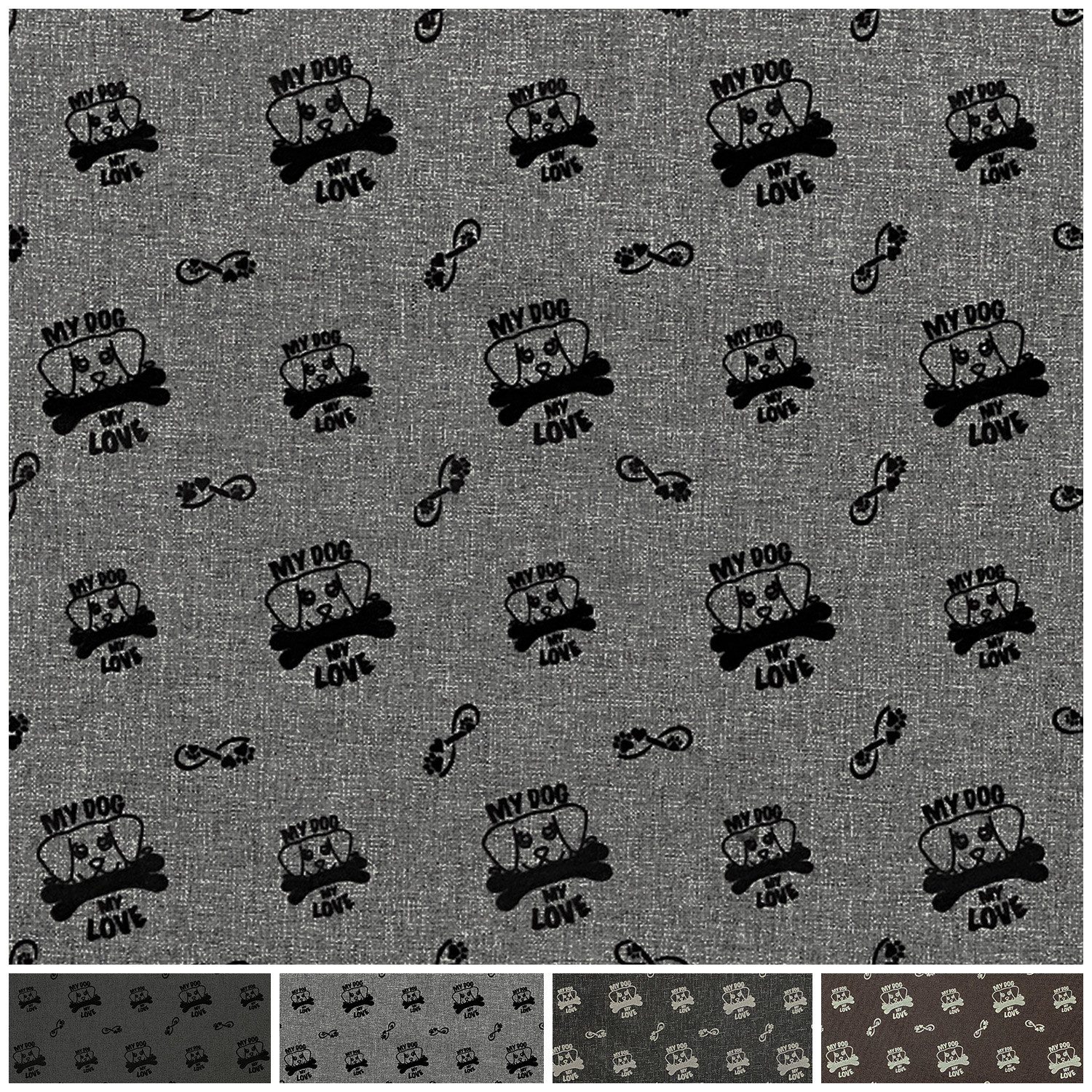 novely® Stoff OXFORD 330D Hundeliebe - Beflockter Outdoor-Polsterstoff - Wasserabwei, Wasserabweisend, Outdoor, Meterware, 1lfm