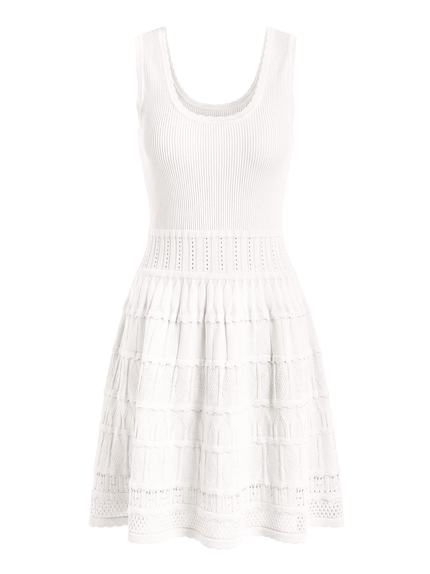 Strickkleid Damen Sommer Minikleid Casual Tank U-Ausschnitt Ärmellos Rüschen