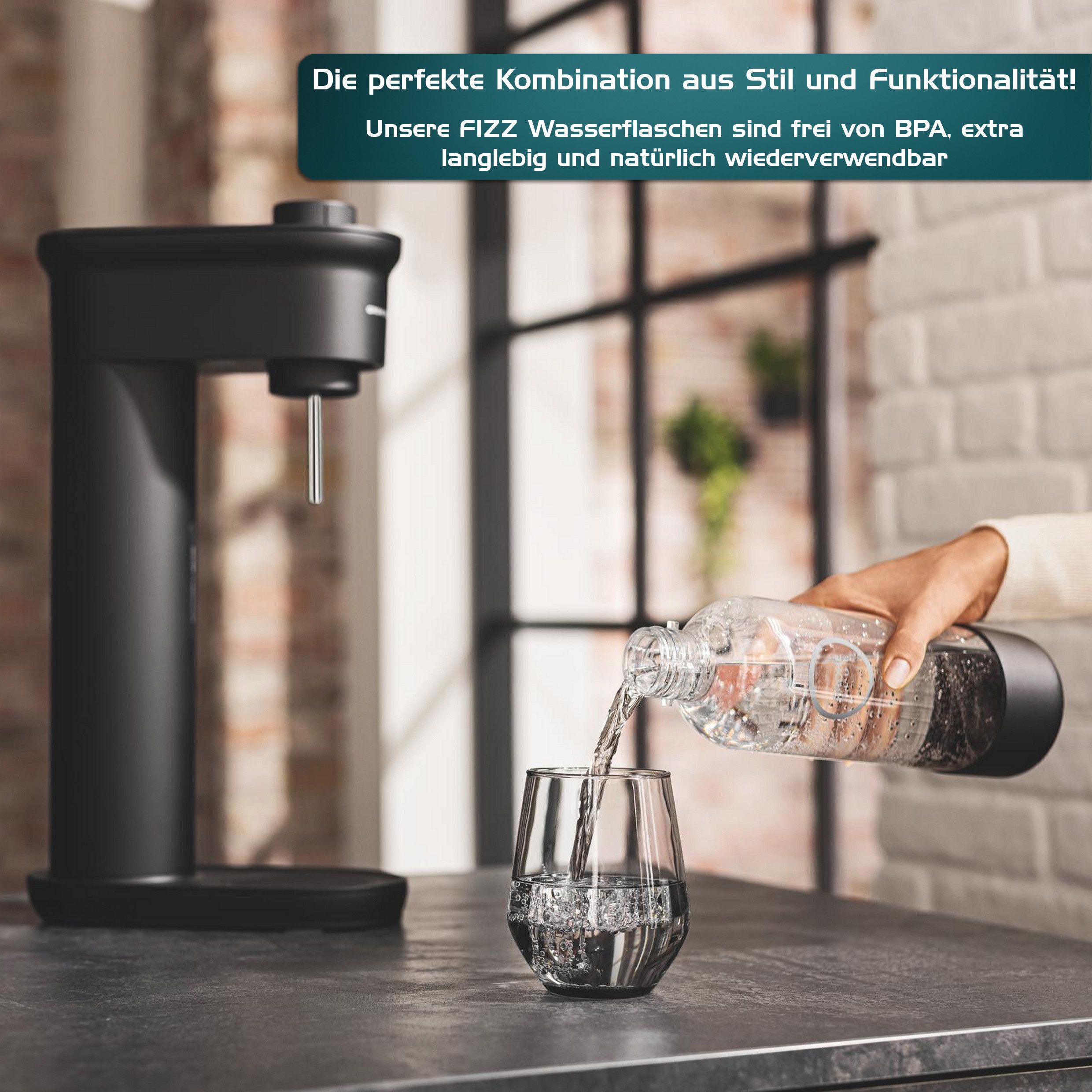 Grohe Wassersprudler Blue Fizz Ersatz-Wasserflasche, schwarz (41250K00)