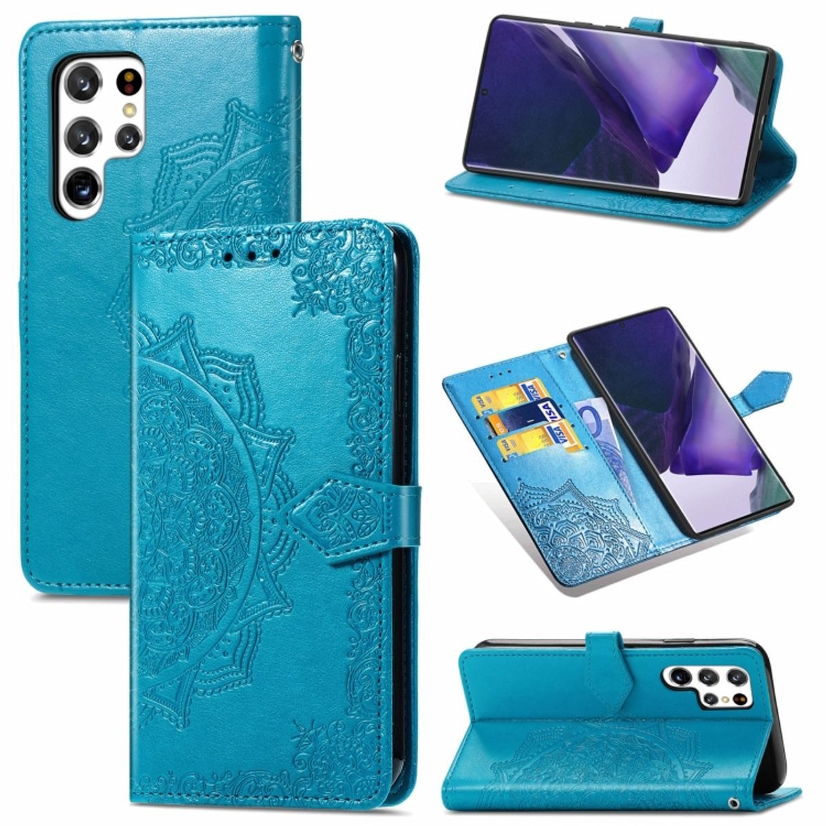 König Design Handyhülle Samsung Galaxy S22 Ultra 5G, Schutzhülle Schutztasche Case Cover Etuis Wallet Klapptasche Bookstyle