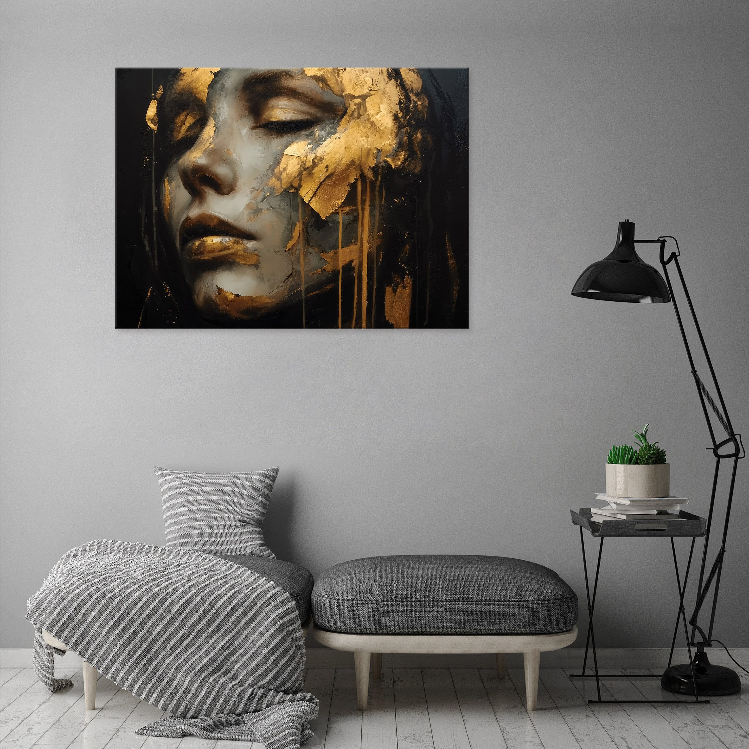Wallarena Leinwandbild Frau Schwarz Gold Abstrakt Modern Wandbilder Wand De günstig online kaufen