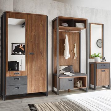 Lomadox Kleiderschrank DALLAS-61 Stirling Oak Nb. mit Matera Anthrazit 99x202x60 cm