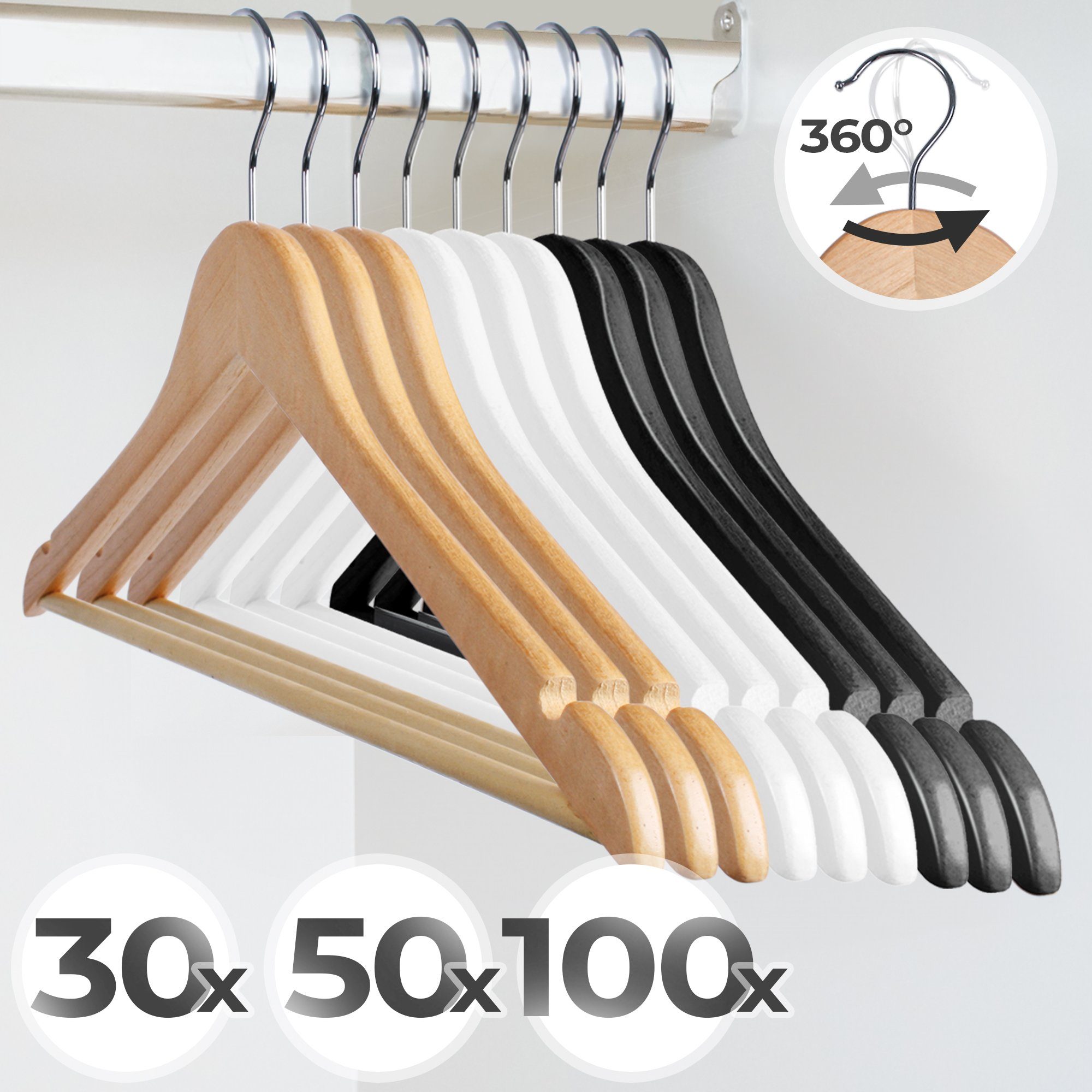 Jago Kleiderbügel Holz Holzkleiderbügel Garderobenbügel Hosenstange günstig online kaufen