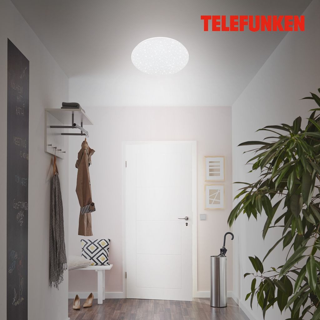 Telefunken LED Deckenleuchte 601806TF, Leuchtdauer einstellbar, LED fest integriert, 2700K - Extra-Warmweiß, Deckenleuchte Sensor Sternenhimmel 24W 2200lm 4000K Ø 38cm