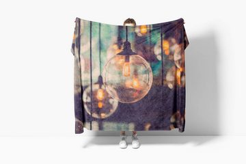 Sinus Art Handtücher Handtuch Strandhandtuch Saunatuch Kuscheldecke mit Fotomotiv Große Glühlampe Lo, Baumwolle-Polyester-Mix (1-St), Handtuch