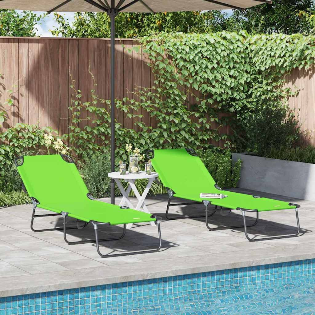 vidaXL Gartenliege vidaXL Klappbare Sonnenliege 2 stk. Polyester Grün