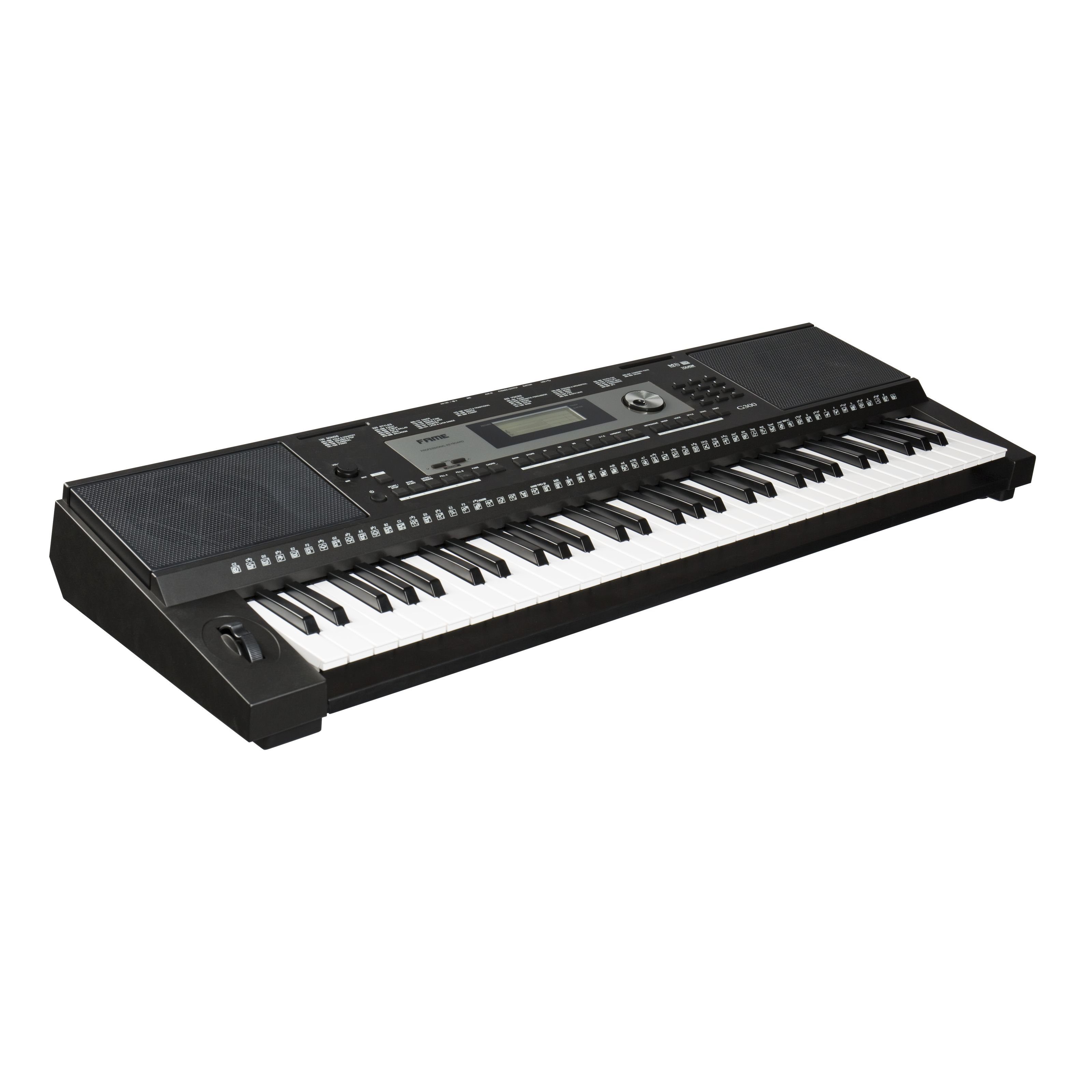 FAME Home-Keyboard (G-300 Keyboard E-Piano mit 128-facher Polyphonie 61 Tasten 220 Styles 633 Sounds anschlagdynamischer Klaviatur 150 Songs Lautsprechern und Hammermechanik Schwarz, Keyboards, Home Keyboards), G-300 Keyboard, E-Piano, anschlagdynamische Klaviatur