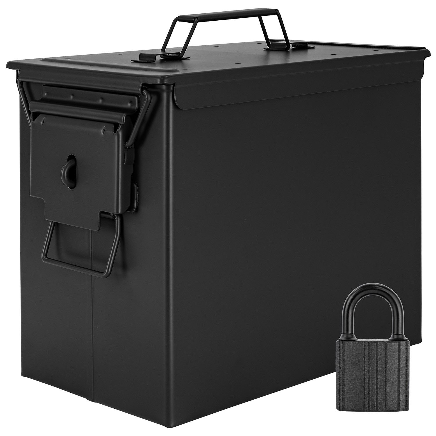 Aufbewahrungsbox Munitionsbox mit Schloss Box Metallkiste 33x19x28 cm Schwarz Metall