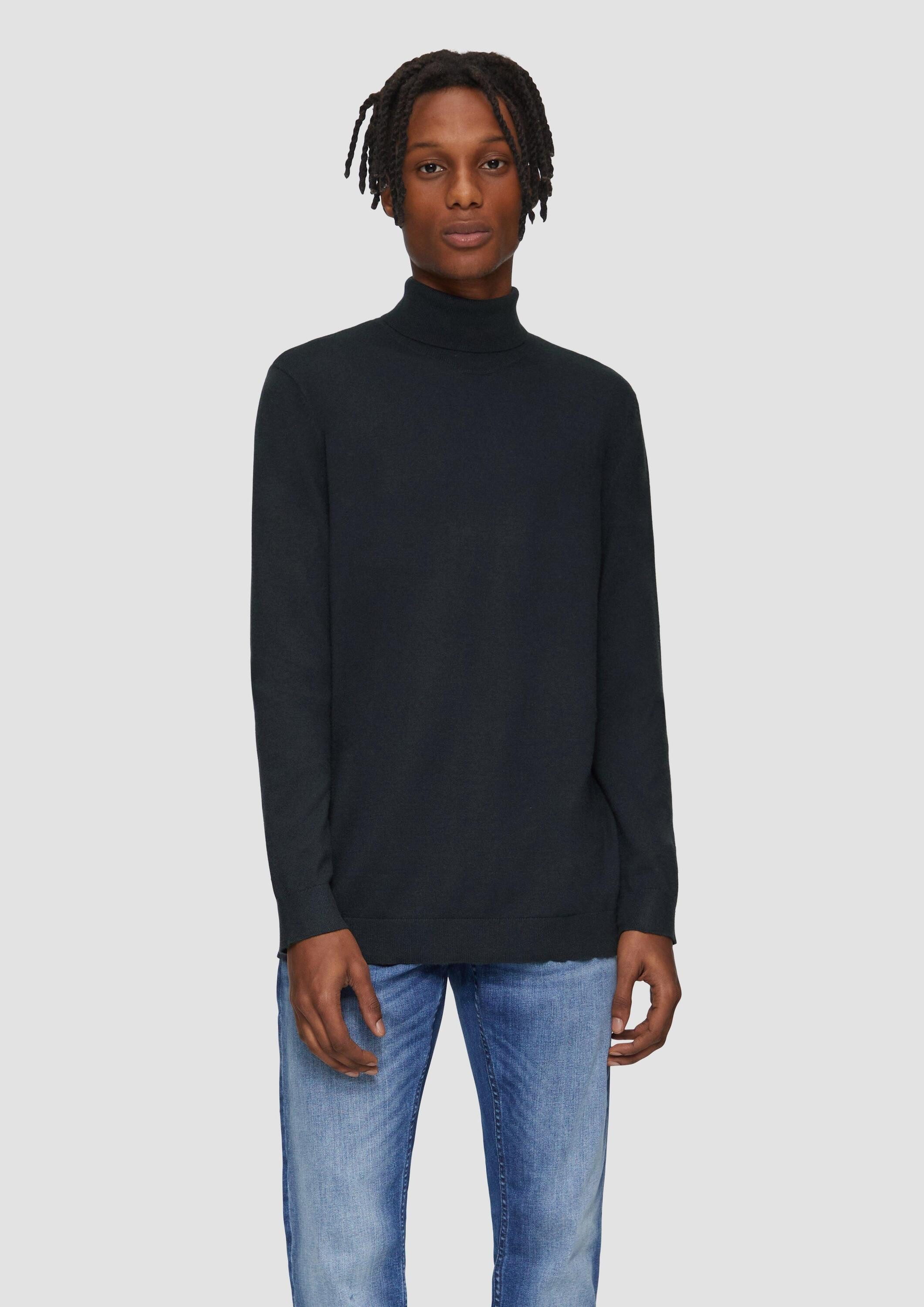 QS Longpullover Strickpullover Slim-Fit-Pullover mit Rollkragen günstig online kaufen