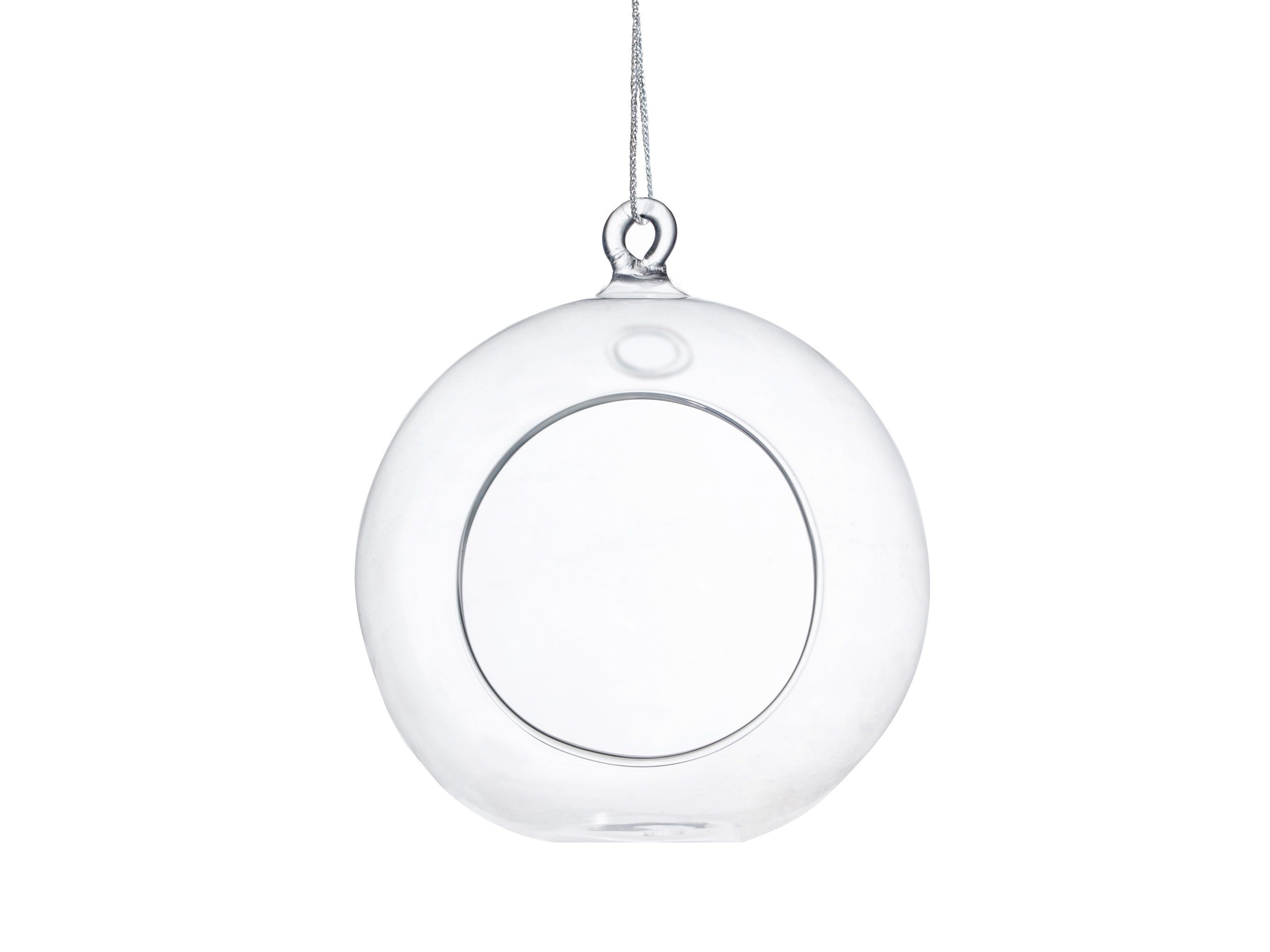 partydeco Hängedekoration, Glaskugel für Kerzen 10cm transparent mit Luftöffnung 1 Stück
