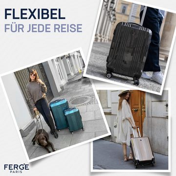 FERGÉ Koffer Handgepäckkoffer Hartschale Cannes, Trolley Carry-On 55 cm, Premium Reisekoffer 4 Doppelrollen TSA-Schloss