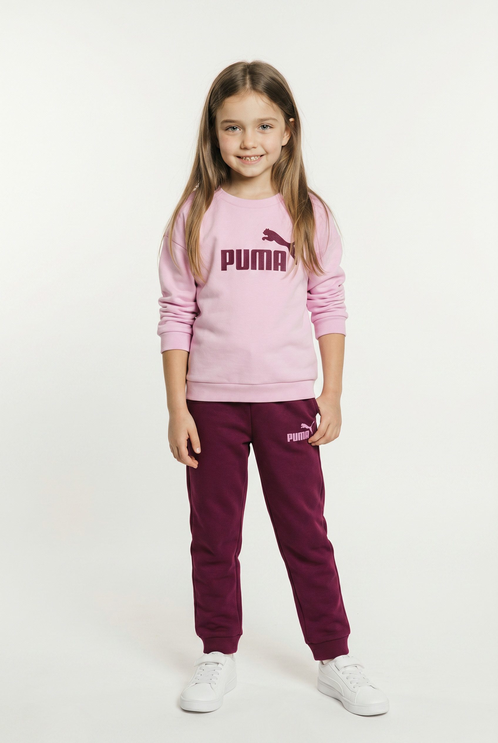 PUMA Trainingsanzug MINICATS ESS CREW SET FL INTEREST INF (2-tlg), zweiteiliges Set, Langarm-Oberteil, mit Logodruck, bedruckte Optik