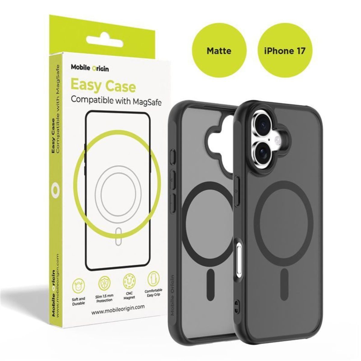 Mobile Origin Handyhülle Hülle für iPhone 17 Hülle Case MagSafe Schutzhülle Stoßfest Handyhülle 6,3 Zoll, MagSafe-kompatibel, Hybrid-Konstruktion, Vergilbungsbeständig