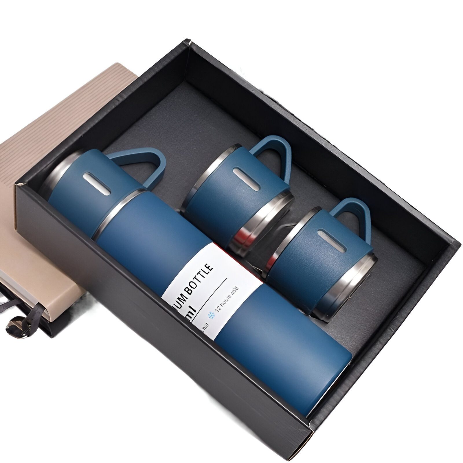WS-Trend Isolierflasche 4 tlg. Set Thermoflasche Edelstahl Trinkflasche 500ml 3 Trinkbecher