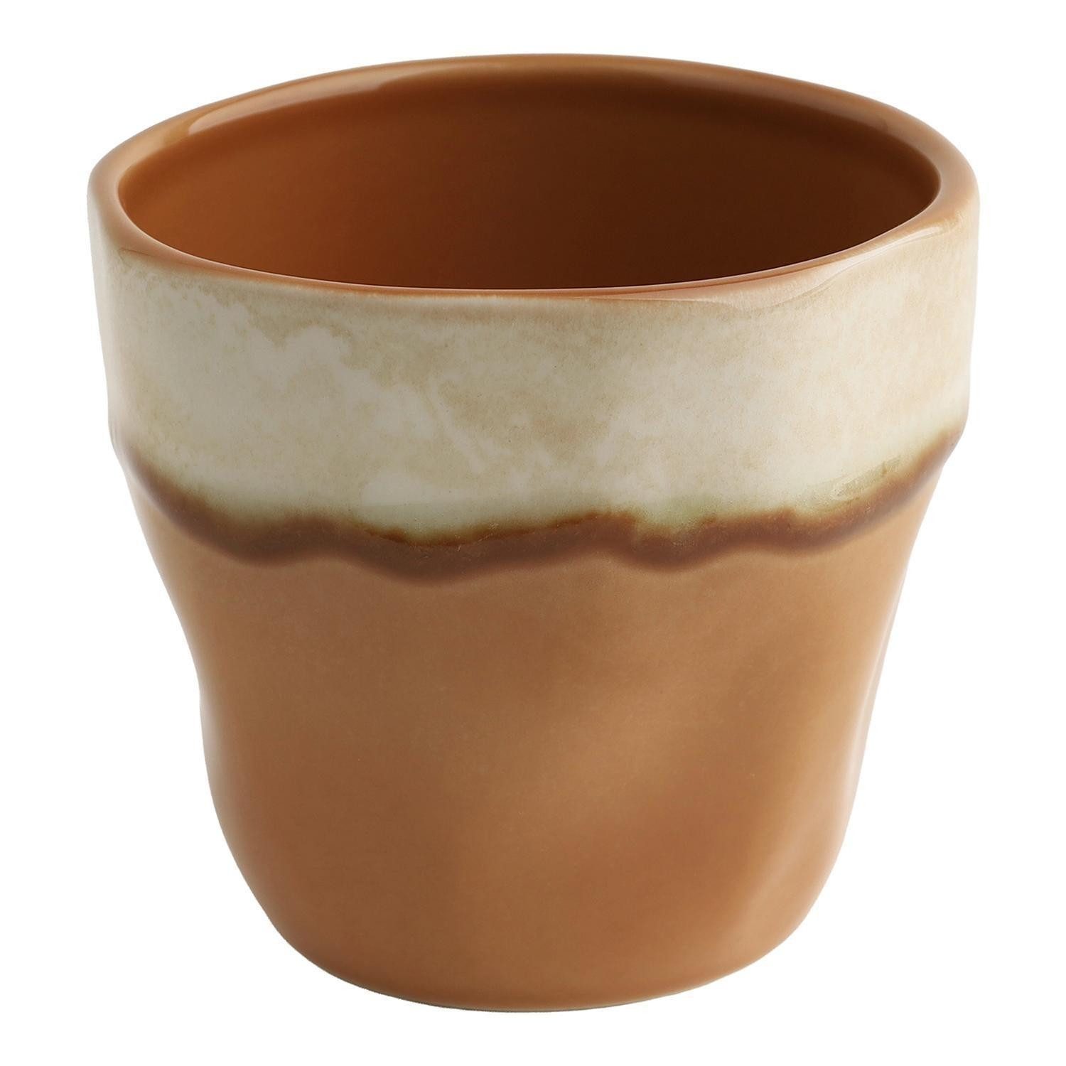 CreaTable Tasse Teebecher SQUEEZY MOCHA MOUSSE, 350 ml, Braun, 1-tlg., Steinzeug, Beige, glasiert