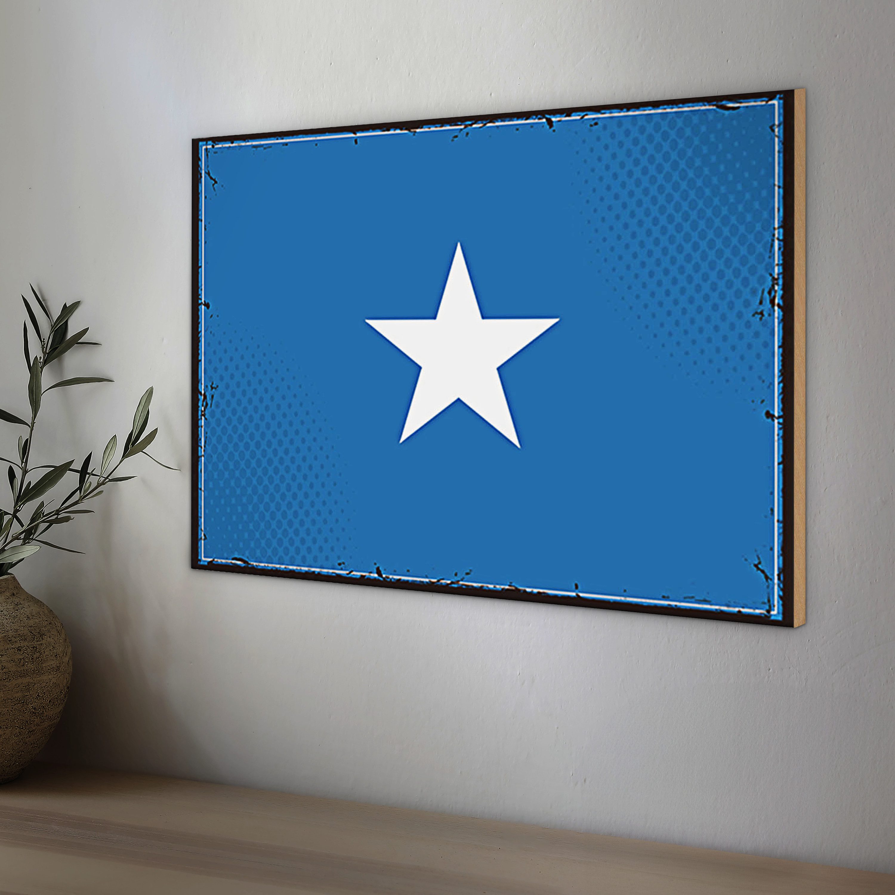 Roomando Holzbild Holzschild Flagge Somalia 30x20cm Retro Flag of Somalia
