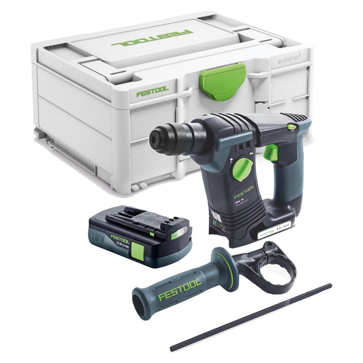 FESTOOL Akku-Bohrhammer BHC 18-Basic Akku Bohrhammer 18 V 1,8 J SDS Plus Brushless + 1x Akku