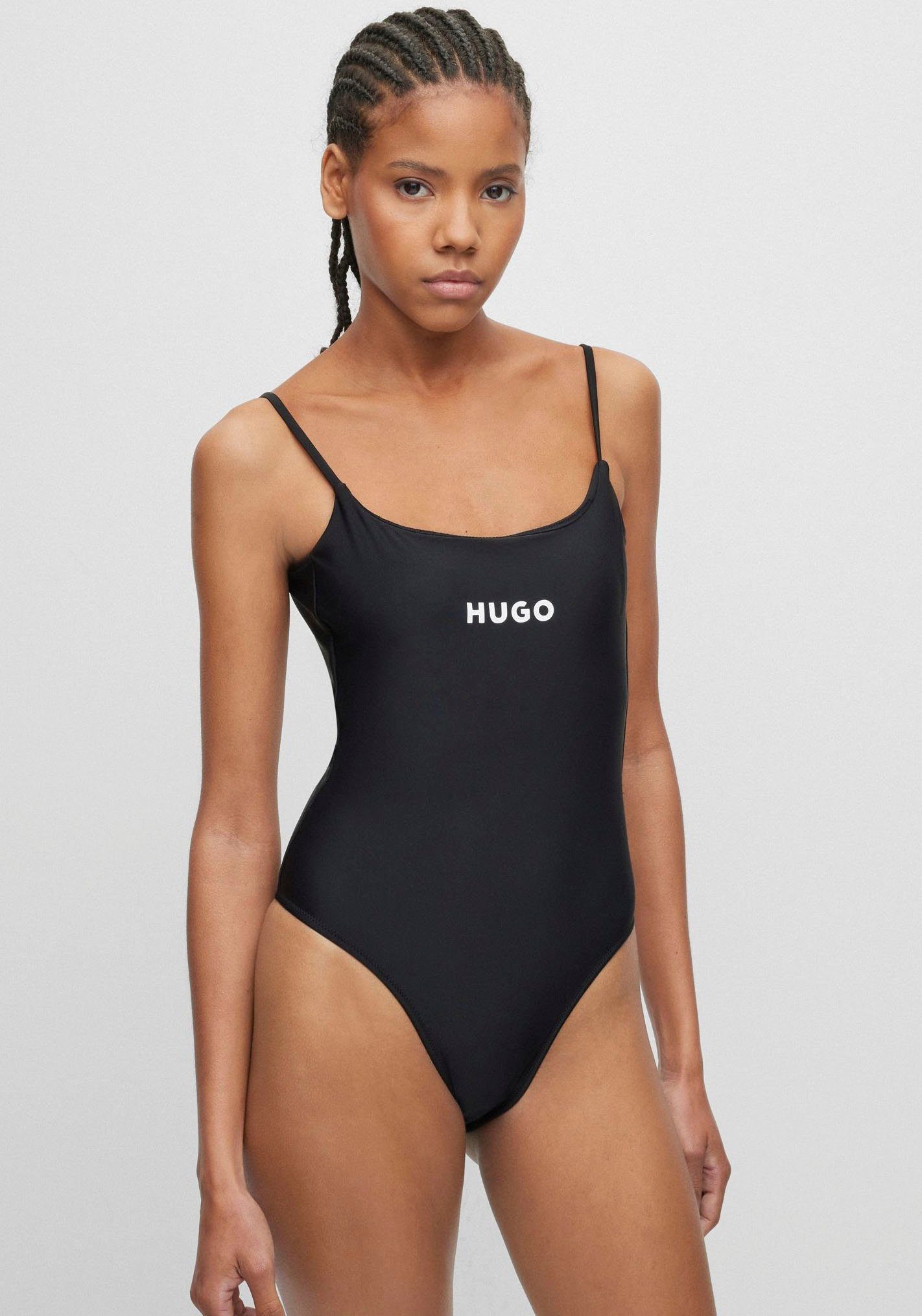 HUGO Badeanzug PURE_SWIMSUIT mit Logoschriftzug Black