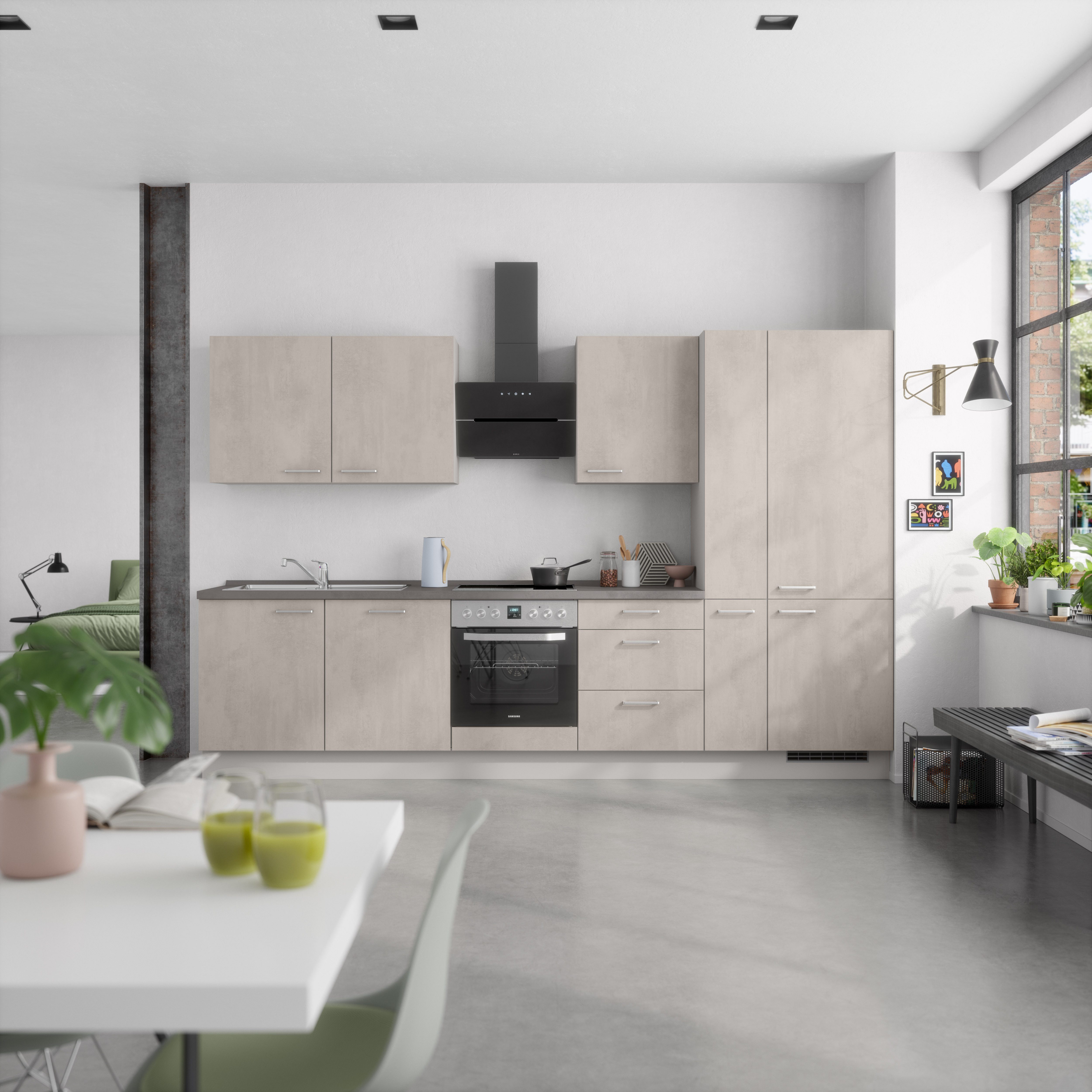 nobilia® Küchenzeile "Riva II", NEU: individuell anpassbar mit gratis Profi-Beratung, vormontiert, Breite 330 cm, Ausrichtung wählbar, wahlw. mit E-Geräten