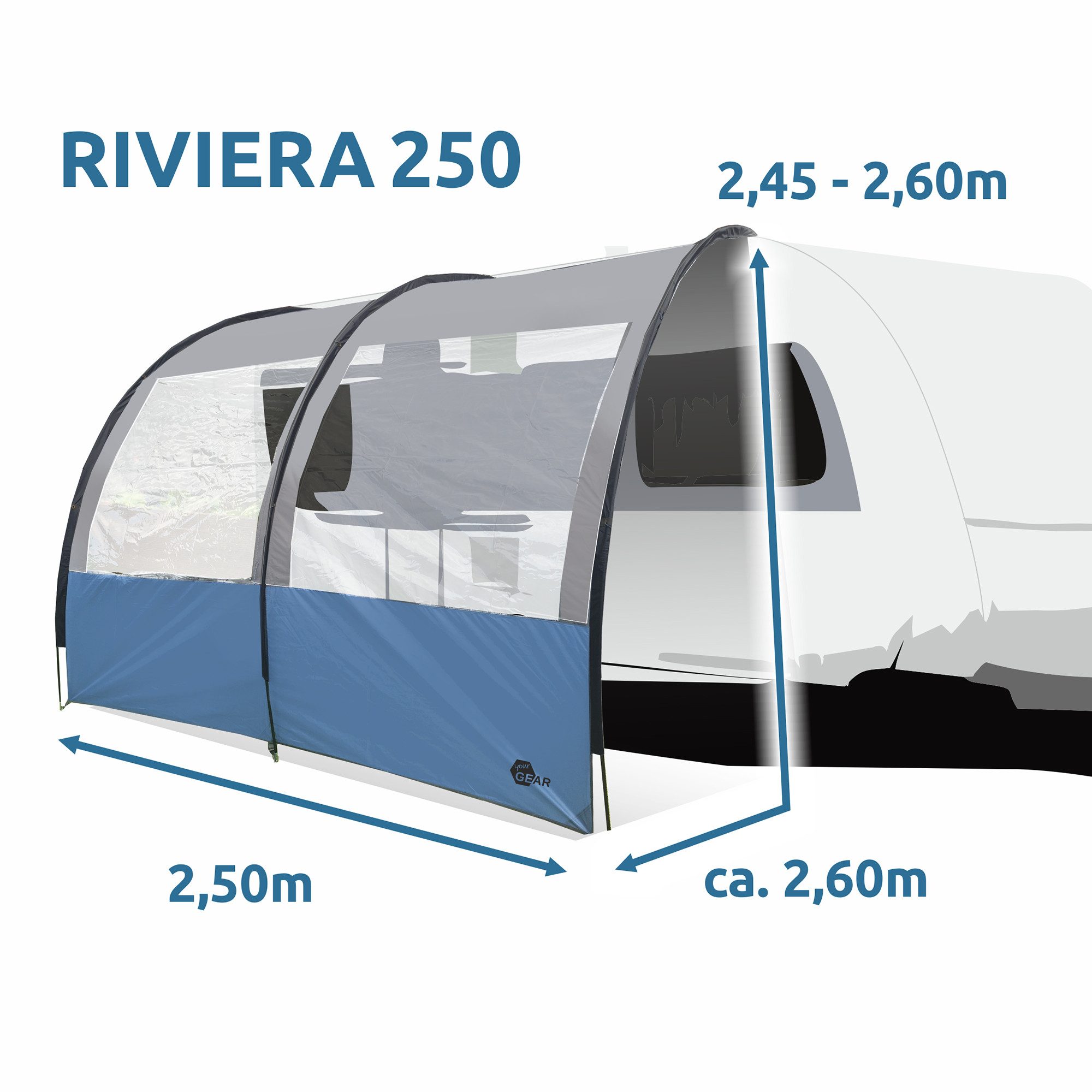 yourGEAR Vorzelt yourGEAR Riviera 250 Vorzelt Wohnwagen Wohnmobil 2,5 x 2,6m UV 50+, Personen: 0