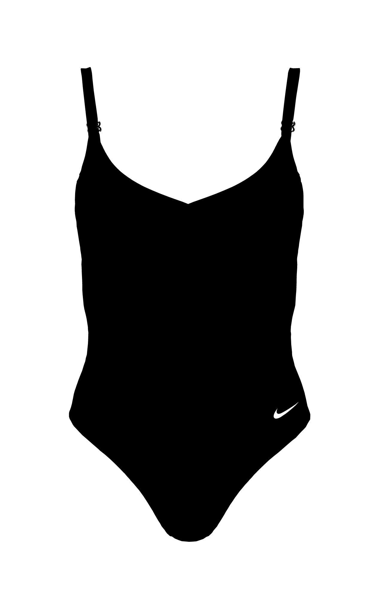 Nike Badeanzug V-NECK ONE PIECE mittlerer Halt, verstellbare Rücken- und Schulterträger