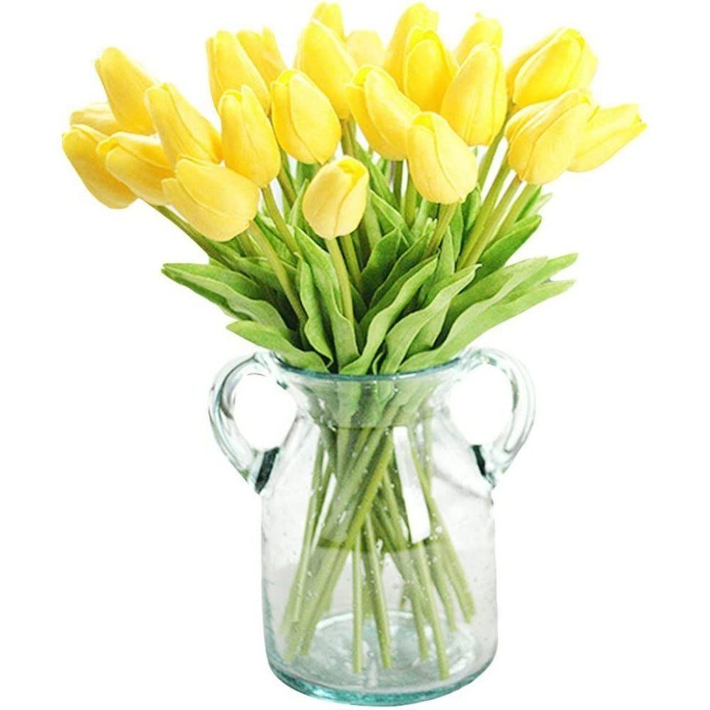 Kunstblume Tulpen Blume Echtzeit-wie gemacht farbigen, Jormftte, Künstliche Blumen, vibrantly und gut Gefälschte Tulpe,Real sieht Touch,Gelb,