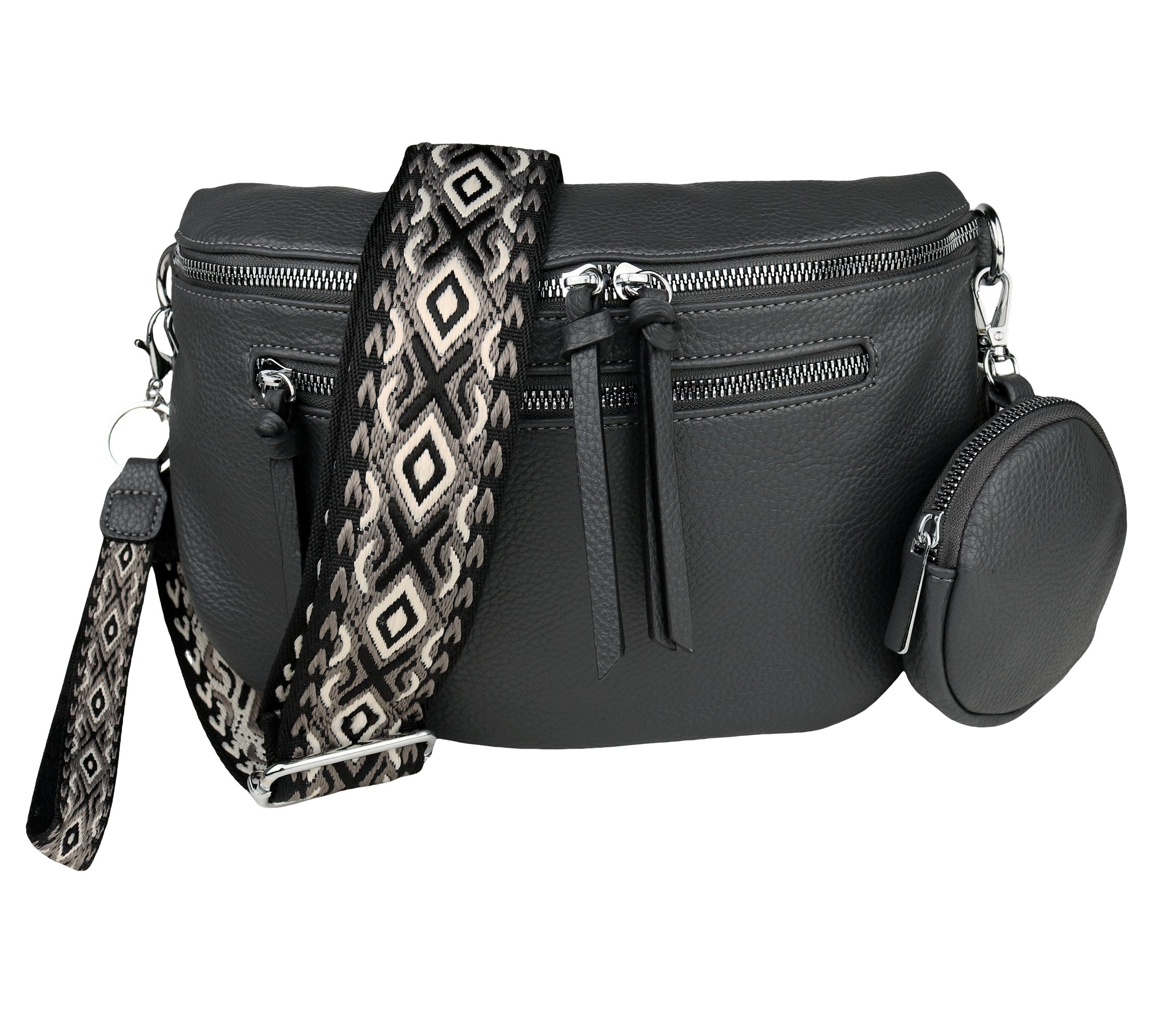 MIRROSI Bauchtasche Damen Taschen, Umhängetasche, Brusttasche, 30x20x9cm Veganes Leder (Schultertasche für jeden Anlass, (dazu 1x Schlüsselband und 1x Münzenbeutel), Crossbody Bag, Bohemian gemusterten& verstellbaren Schulterriemen