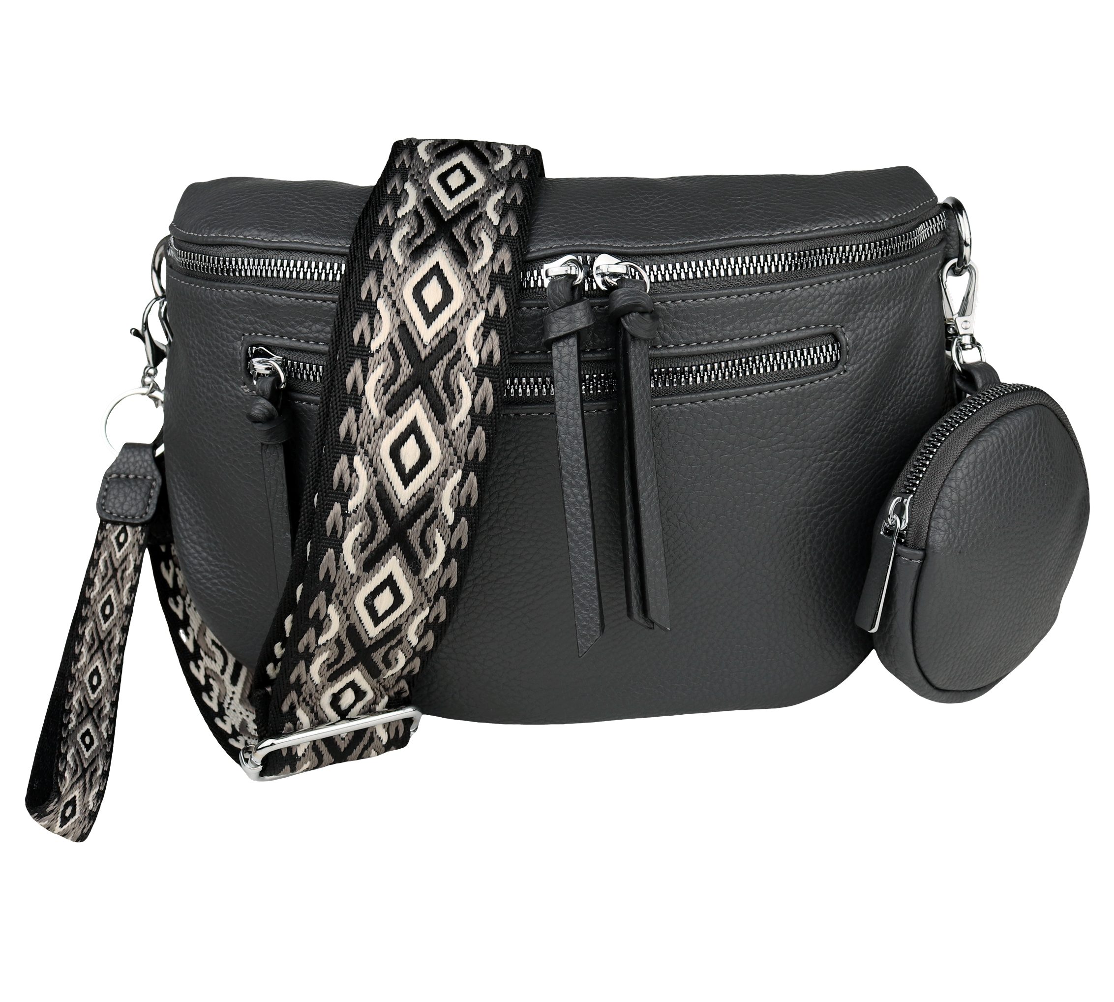 MIRROSI Bauchtasche Damen Taschen, Umhängetasche, Brusttasche, 30x20x9cm Veganes Leder (Schultertasche für jeden Anlass, (dazu 1x Münzbeutel und 1x Schlüsselband), Crossbody Bag, Bohemian gemusterten& verstellbaren Schulterriemen