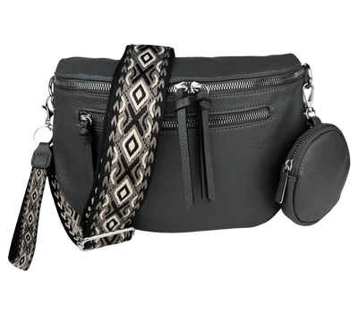 MIRROSI Bauchtasche Damen Сумки, Umhängetasche, Brusttasche, 30x20x9cm Veganes Leder (Schultertasche für jeden Anlass, (dazu 1x Schlüsselband und 1x Münzenbeutel), Crossbody Bag, Bohemian gemusterten& verstellbaren Schulterriemen