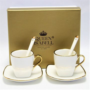 Queen Isabell Espressotasse W23GD06-06464, Espressotassen Porzellanset mit Teller