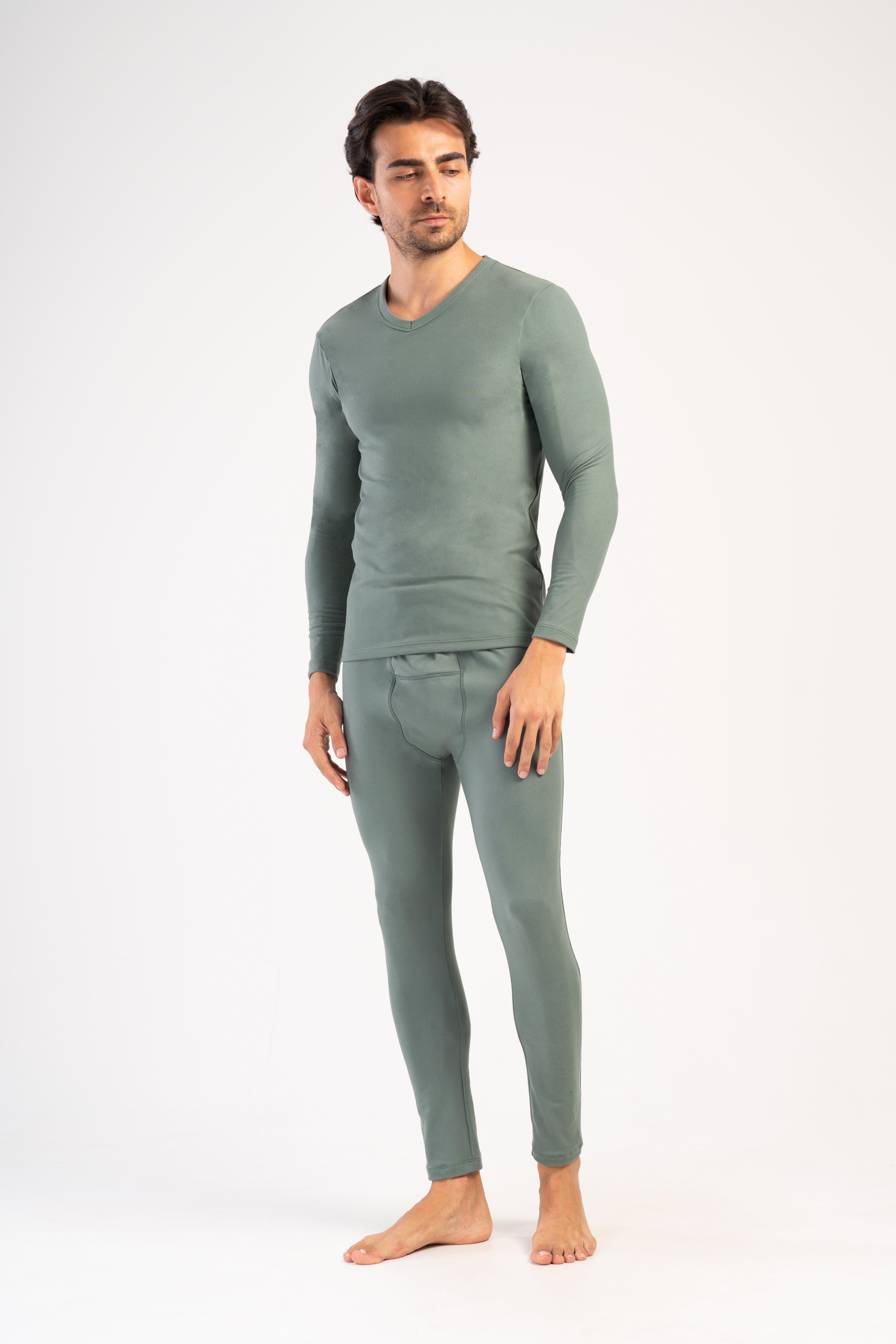 C&CITY Blusentop Herren Thermo V-Ausschnitt Langarm Unterwäsche Set
