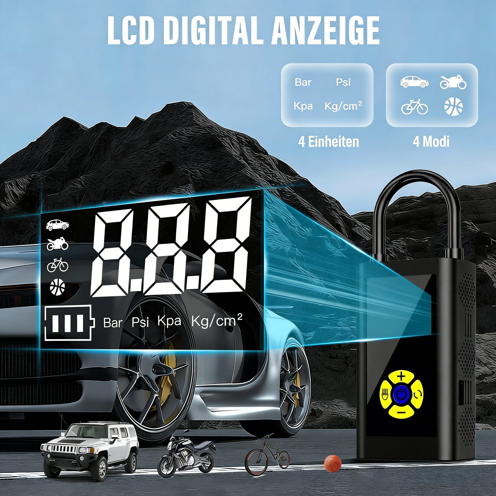 AIBISTAR Akku-Luftpumpe Elektrische Tragbare Luftpumpe,Mini Kompressor,luftpumpe für fahrrad, Akku-Luftpumpe Elektrische,Mini Kompressor,luftpumpe für fahrrad