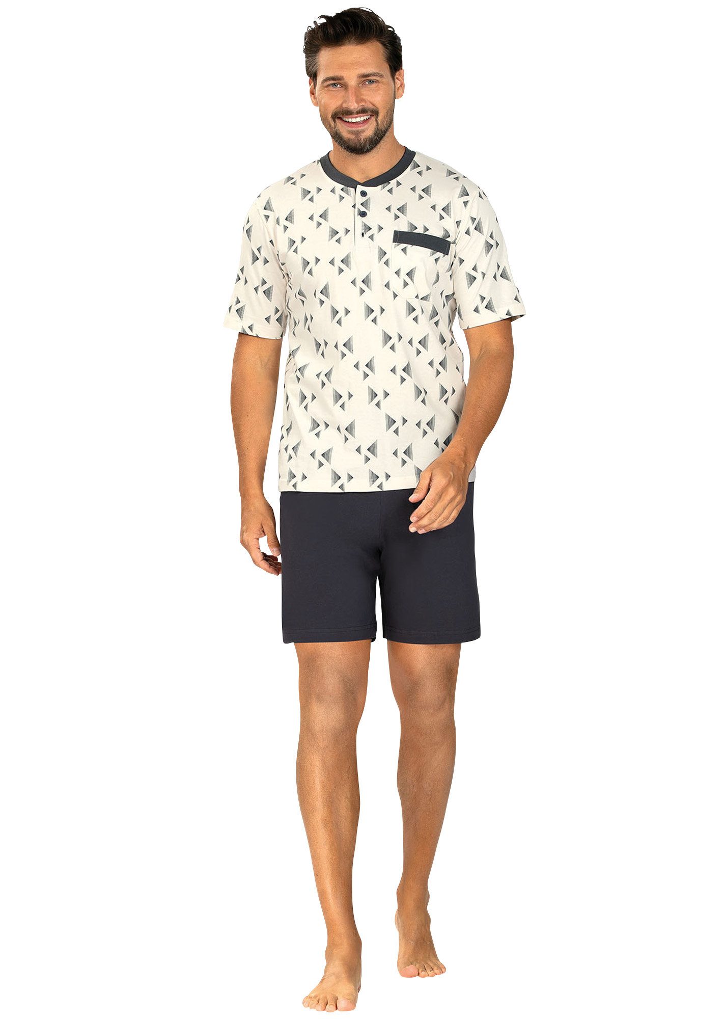 Comte Pyjama Herren-Shorty Single-Jersey gemustert günstig online kaufen