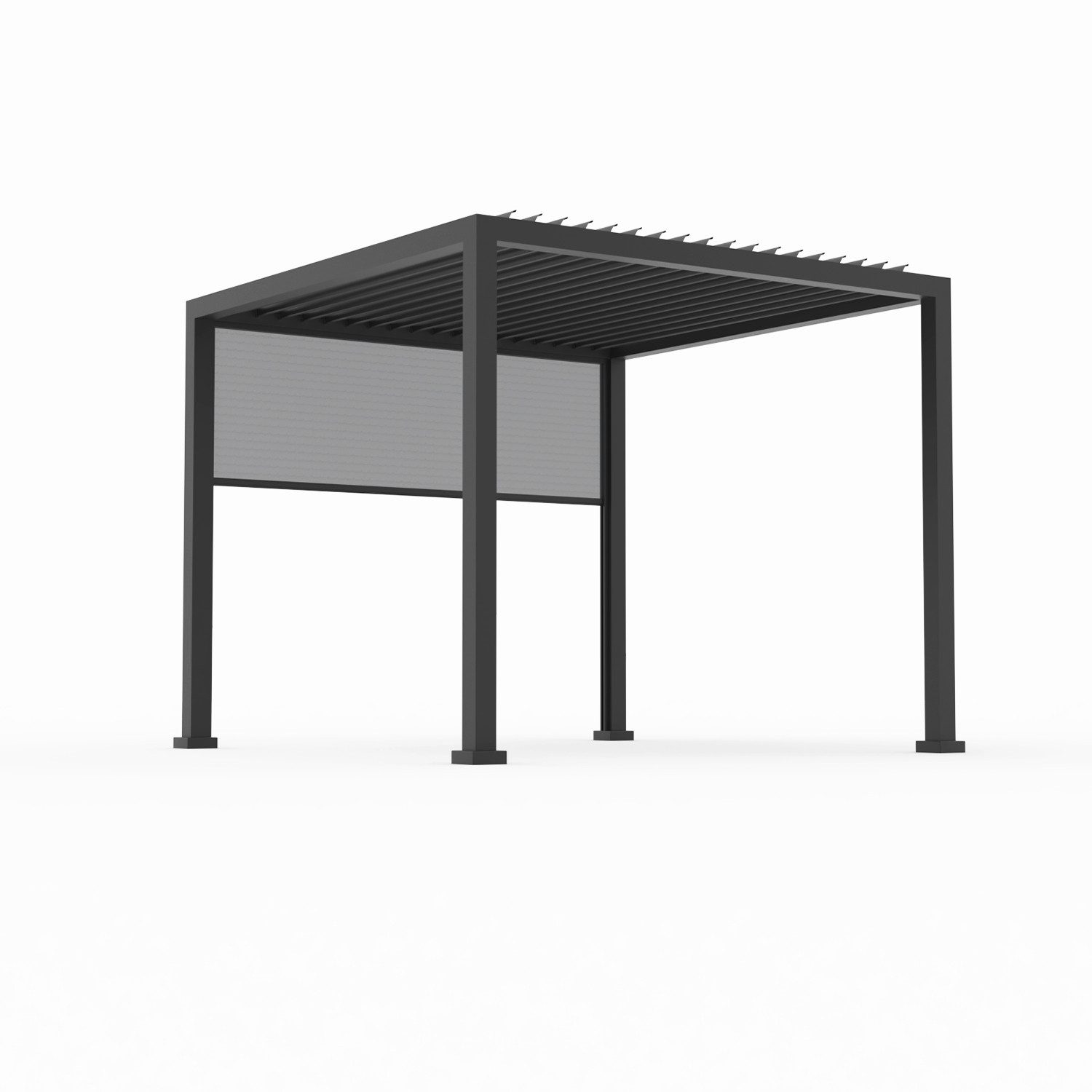 anndora Pergola 3 x 3 Meter Aluminium Pavilion + 1 Stück Vorhang, Wasserabfluss über Pfosten - ganzjähriger Pavillion