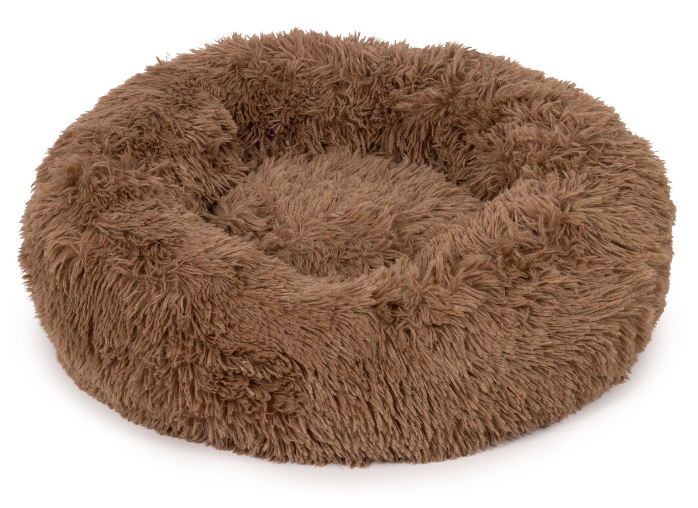KomfortHome Tierbett Hundebett Katzenbett Donut 60cm Plüsch Shaggy Rutschfest Klein, Haustierbett Rund Flauschig Waschbar Katzen Kleine Hunde