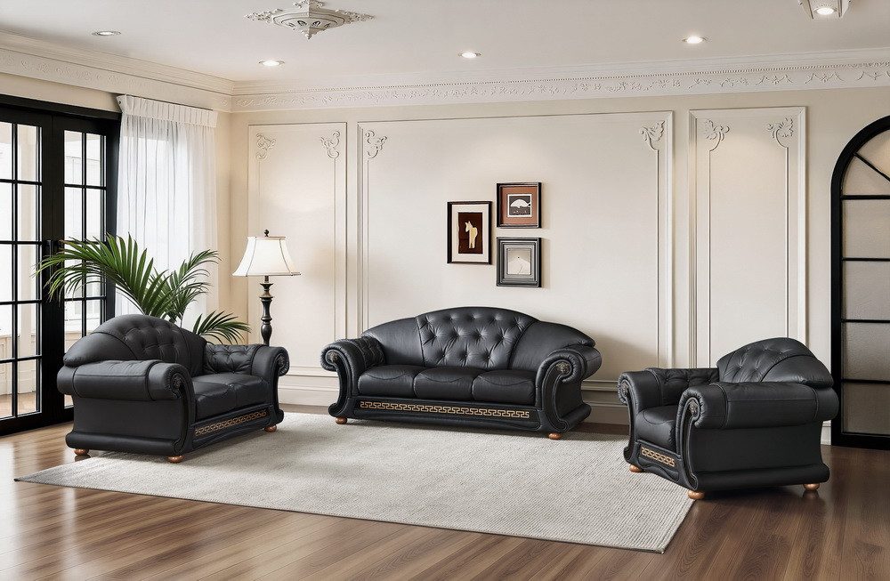 Salottini Polstergarnitur SOFORT LIEFERBAR Chesterfield Sofagarnitur Oriental Leder 3/2/1, (3-tlg), Federkern