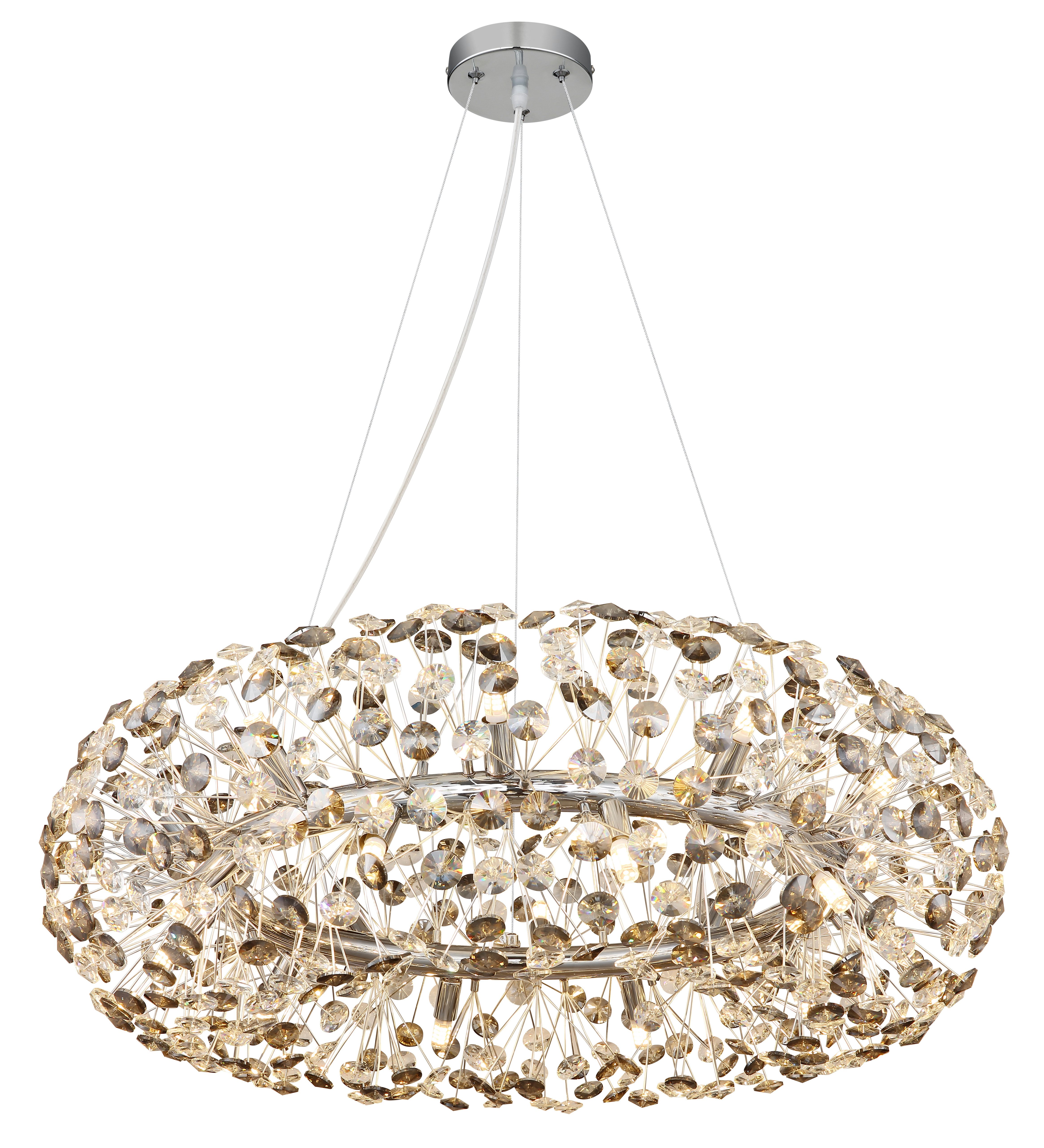 GLOBO LIGHTING Hängeleuchte KATRINA, Leuchtmittel wechselbar, Warmweiß, Verchromter Luster mit K9 Kristallen, Höhe kürzbar, 20 G9 LED