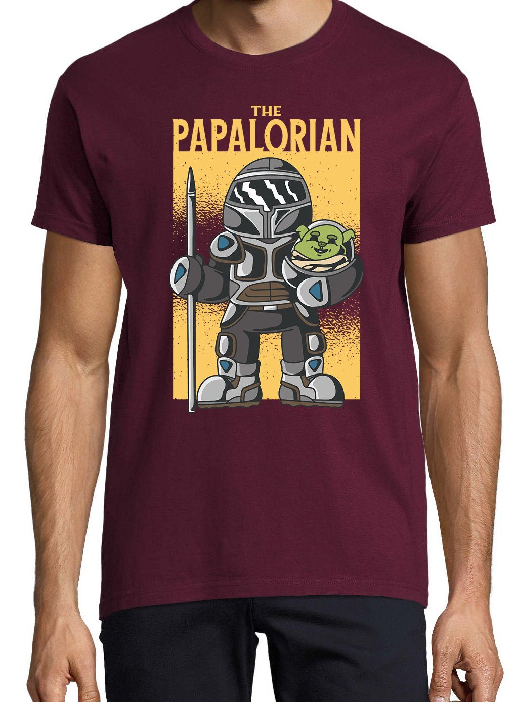 T-Shirt Designz Herren Frontprint Shirt mit Papalorian Burguns Youth trendigem
