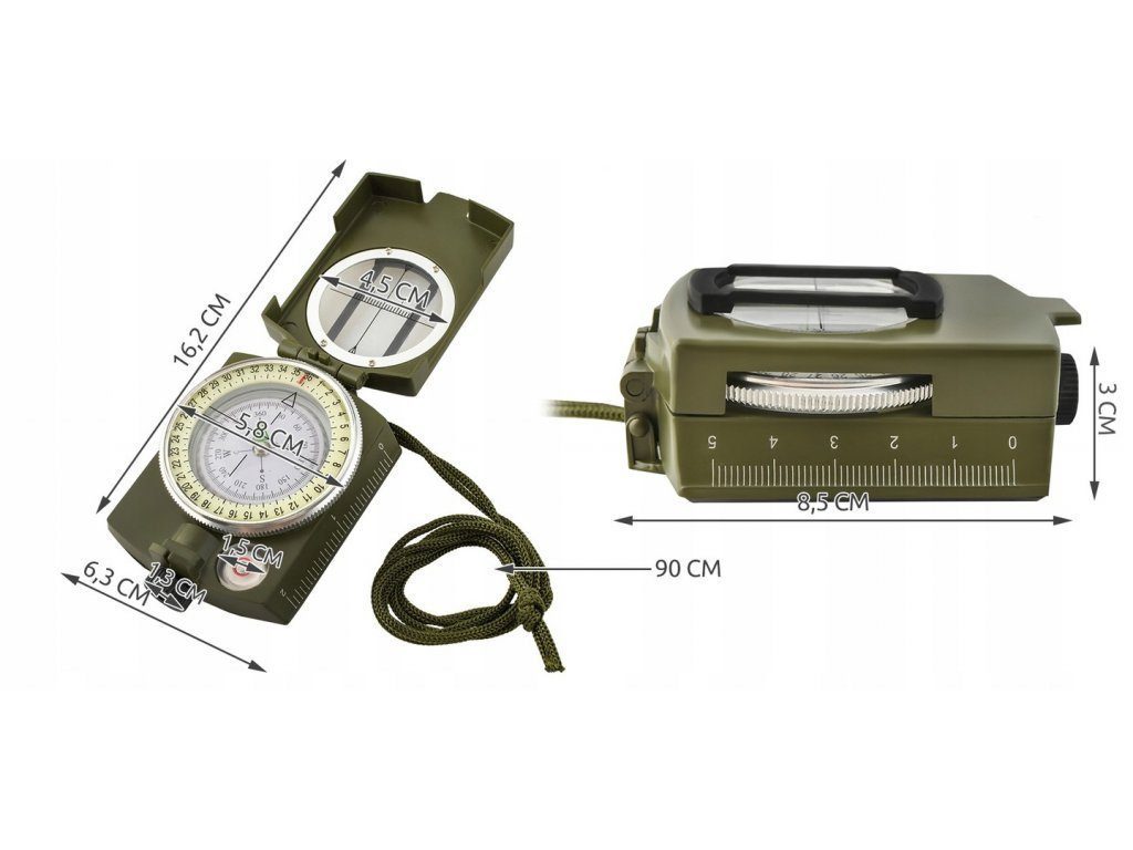 fluoreszierend Kartenkompass Autocomfort Metall HR Marschkompass Militärkompass Wander Wasserwaage